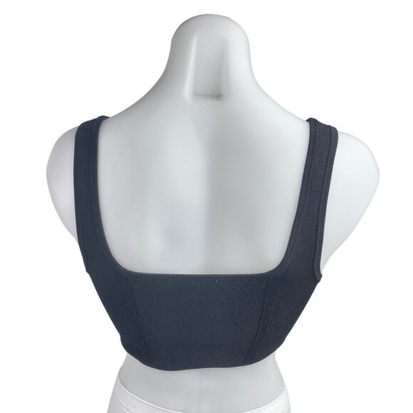 Aritzia Babaton Black Sleeveless Sculpt Rib Corset Bustier Tank Crop Top Size S - Picture 2 of 4